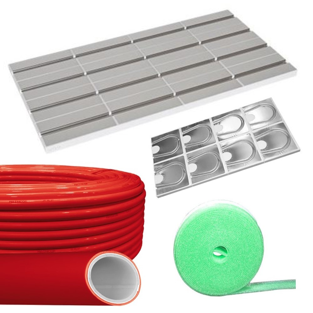 Fußbodenheizung Trockenbausystem Set 120 m² Mainfloor Heizrohr PE-RT/Alu 16x2,0