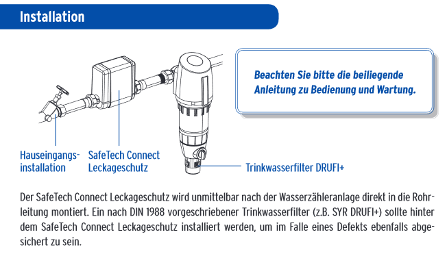 SYR SafeTech Connect Leckageschutz DN25 Internetfähig WLAN online Wächter