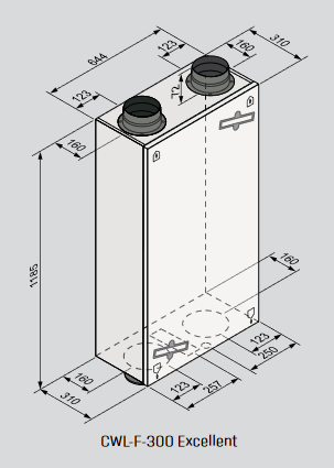 WOLF Comfort Wohnungs Lüftung Excellent CWL-F-300 Flachgerät kontrolliert KWL