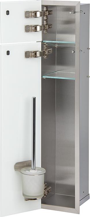 WC Wandcontainer graue Glastür links WC Einbauschrank Einbaurahmen Unterputz