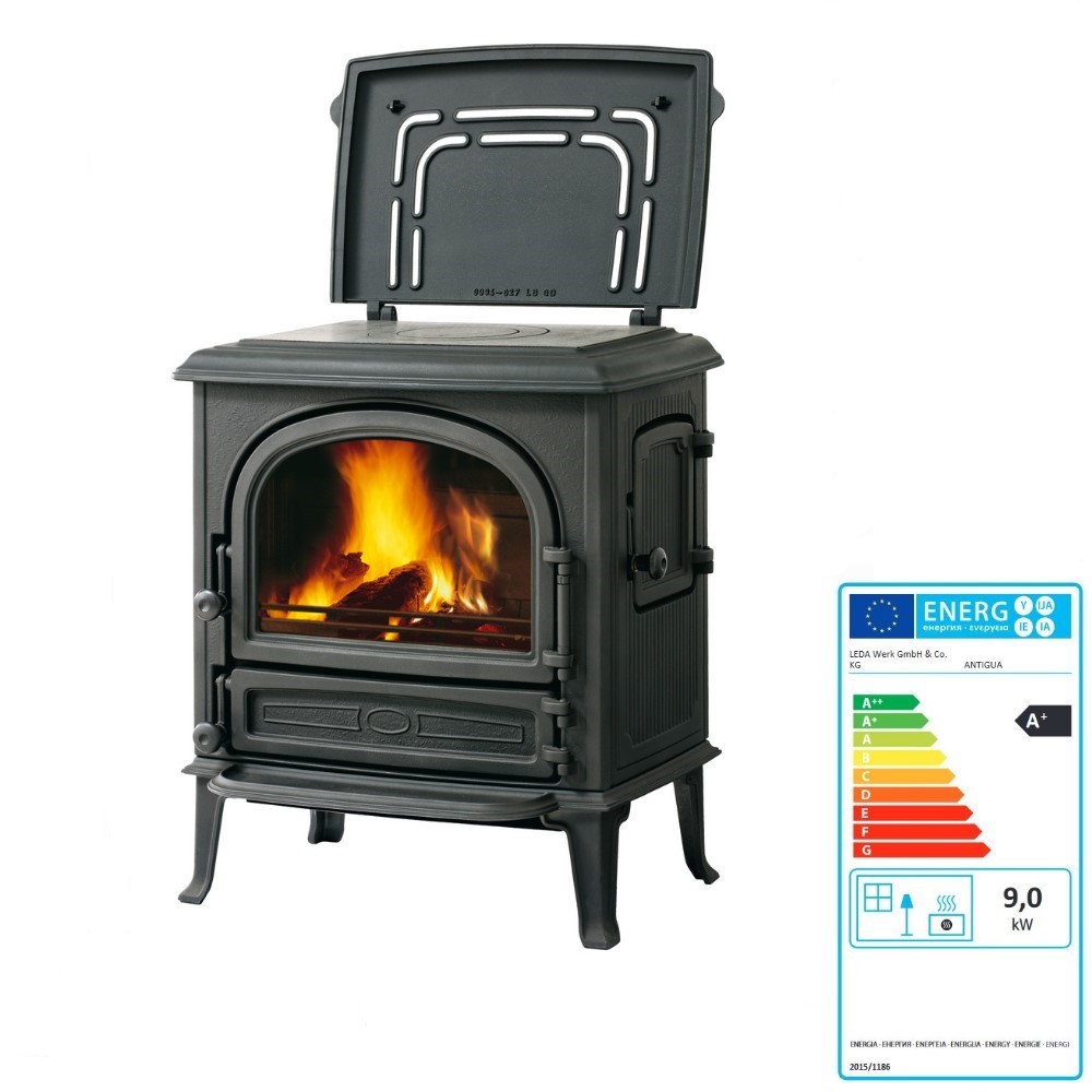 Leda Kaminofen Antigua M Borkum 9 kW schwarz lackiert Werkstattofen Gussofen Leda Kaminofen Antigua M Borkum 9 kW schwarz lackiert Werkstattofen Gussofen