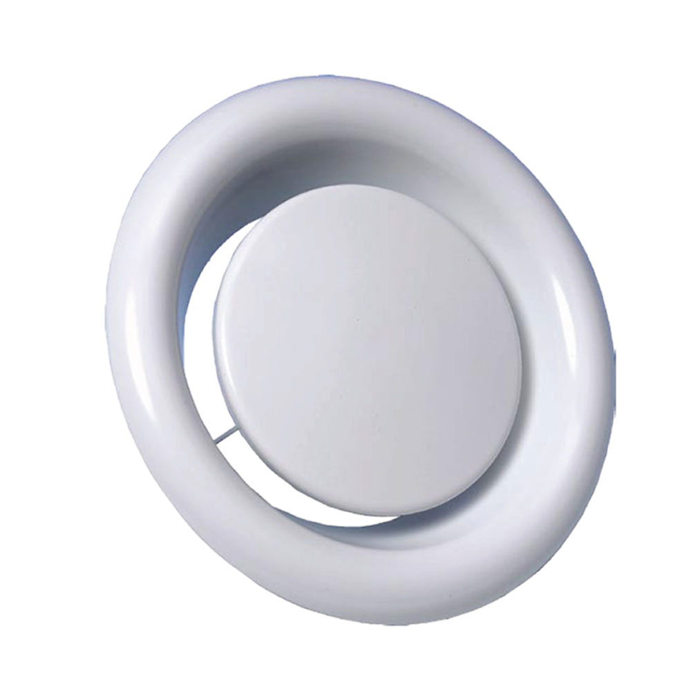 Trinnty Lüftungsventil Abluft DN 160 aus Stahl weiß mit Einbaurahmen