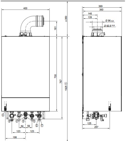 Viessmann Gasbrennwert Kombi Therme Vitodens 100-W  Vitotrol Abgas Anschluss