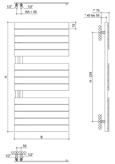 Design Paneelheizkörper Badheizkörper Panio Up weiss Heizkörper