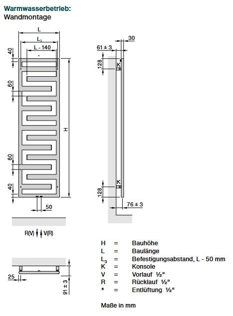 Zehnder Design Heizkörper Tetris 1700x45x600 weiß Badheizkörper TETSS170060WZZZ