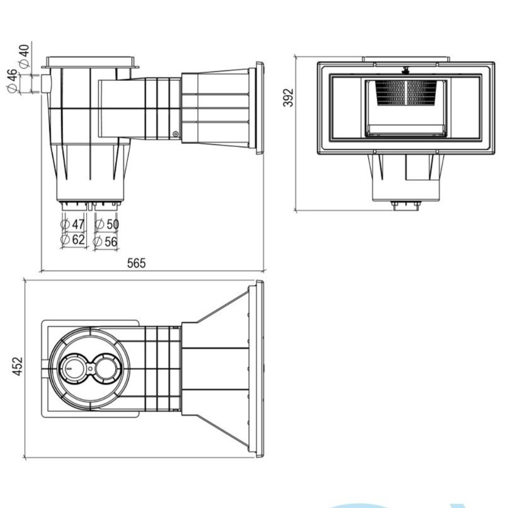 OKU Einbauteileset Styroporpool Breitmaulskimmer Bodenablauf Düsen E-SET-1