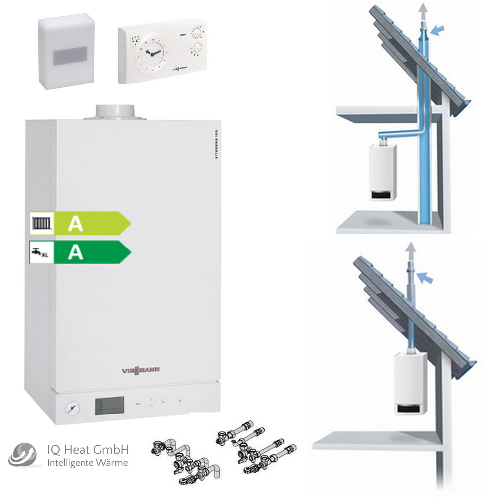 Viessmann Gasbrennwert Kombi Therme Vitodens 100-W  Vitotrol Abgas Anschluss