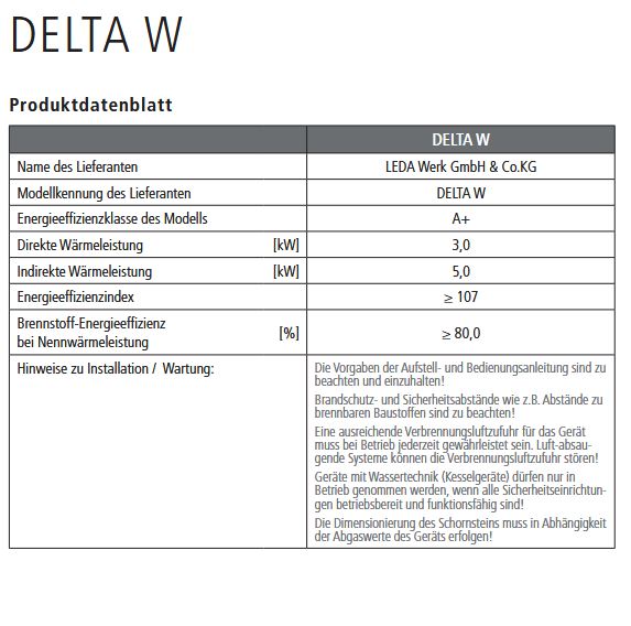 Guss Kaminofen Leda DELTA W 8 kW mit Wassertechnik schwarz lackiert 1003-02166