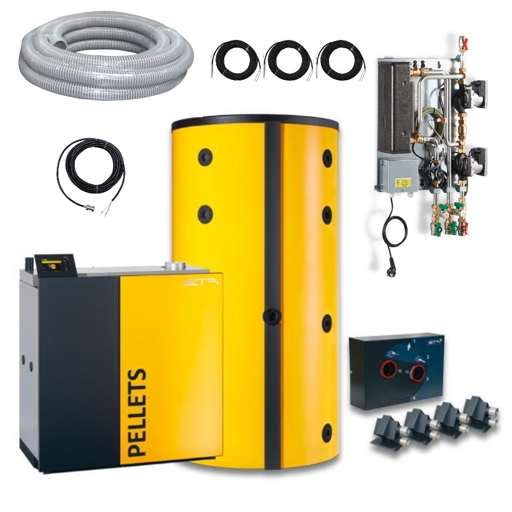 ETA Pelletkessel PU15 Paket Pufferspeicher SP825 Friwa FWM-E pneum. Austragung