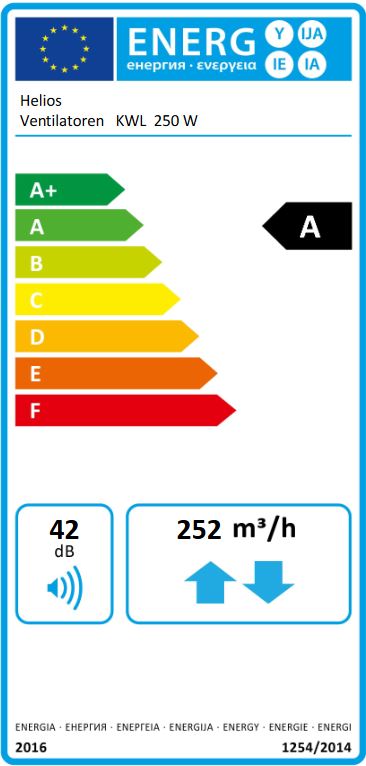 Helios Lüftungsgerät KWL 250 W mit WRG Auto-Bypass Web-Server Wohnraumlüftung