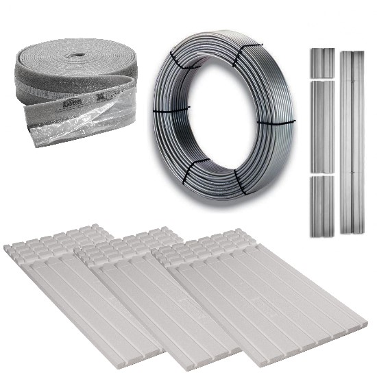 Kermi xnet Trockenbau Fußbodenheizung Set 100 qm 25 mm Wärmeleitblech Rohr 14x2