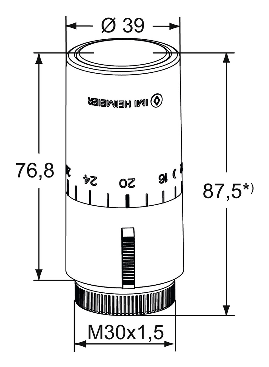 HEIMEIER Design Thermostat-Kopf Halo weiß RAL 9016 M30x1,5