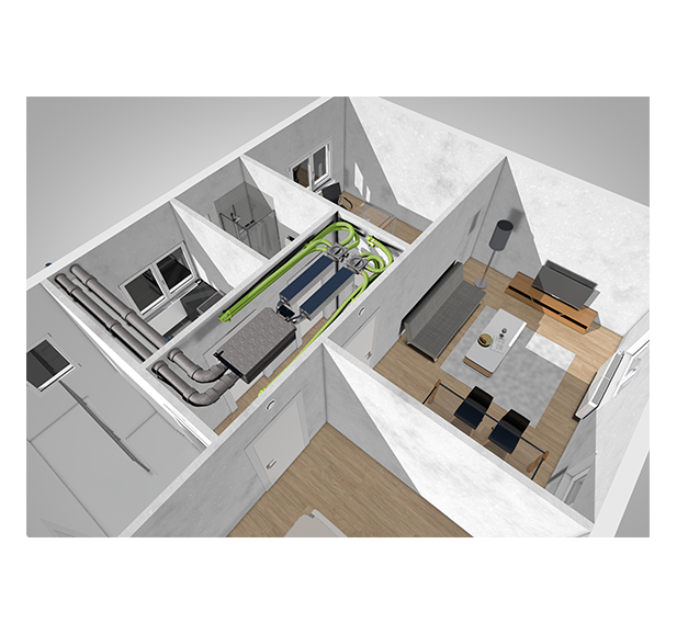Buderus KWL Wohnungslüftungsgerät Logavent HRV156-120 K BS  Regelung VC310