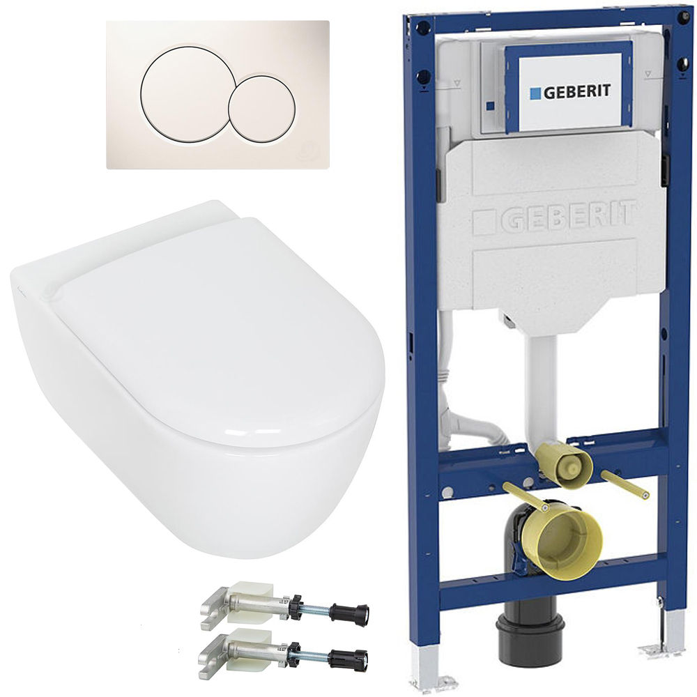 WC Set Geberit Duofix UP SPK Drückerplatte Sigma01 Wand WC spülrandlos rimless