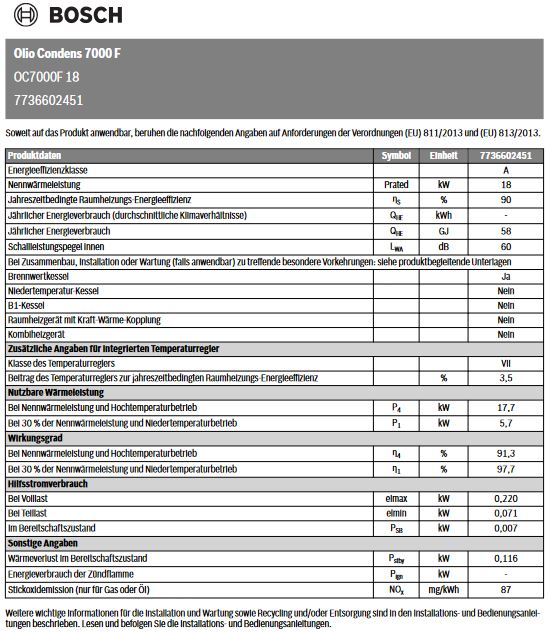 Bosch Öl Brennwertkessel Olio Condens OC7000F 18 kW Heizöl EL bodenstehend