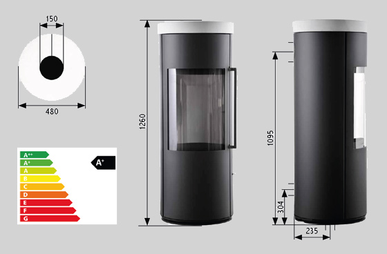 Kaminofen Novaline Perla XT 7,0 kW Bietigheim Korpus schwarz Kamin Ofen