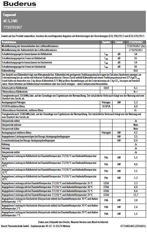 Buderus Klimagerät  Logacool AC-5,3 MS Multisplit Außeneinheit 5,3kW
