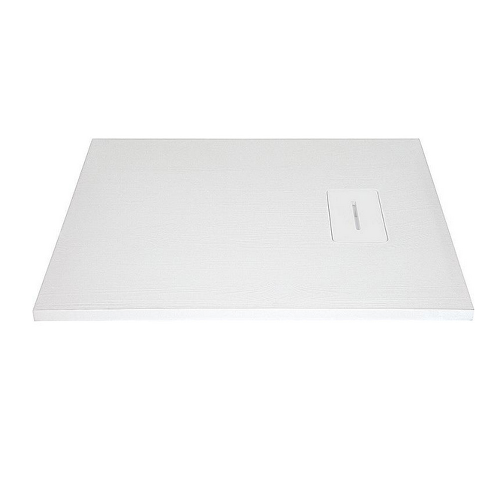 Mineralguss Duschwanne Lendou 1200 x 800 x 35 mm mit Holzstruktur weiss matt