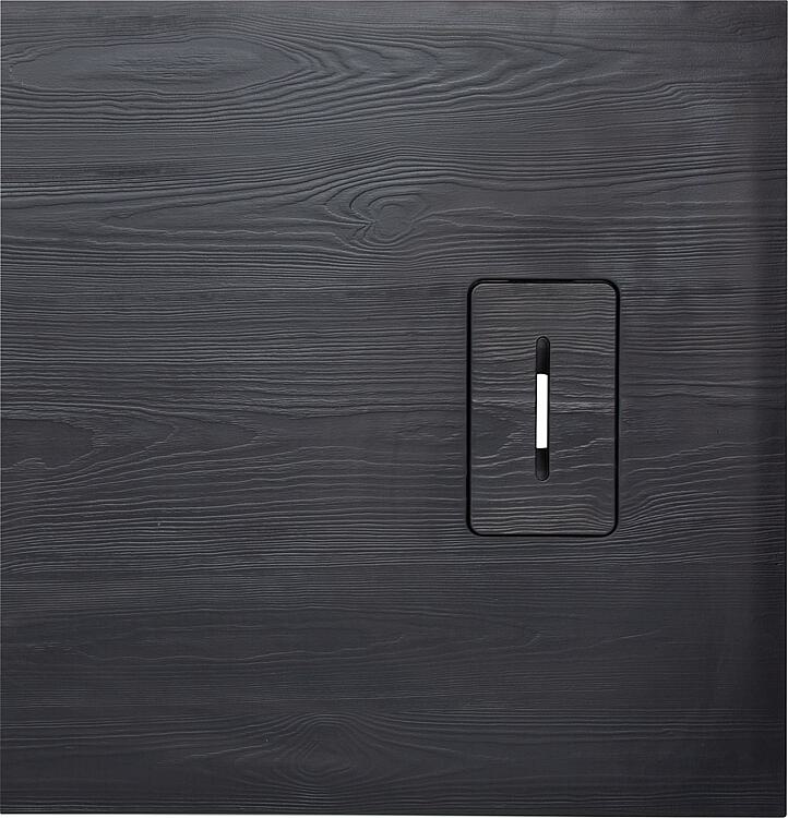 Mineralguss Duschwanne Lendou 900 x 900 x 35 mm mit Holzstruktur schwarz matt