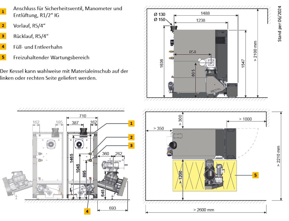 ETA Hackgutkessel eHACK 32 rechts mit Partikelabscheider Rücklaufanhebung