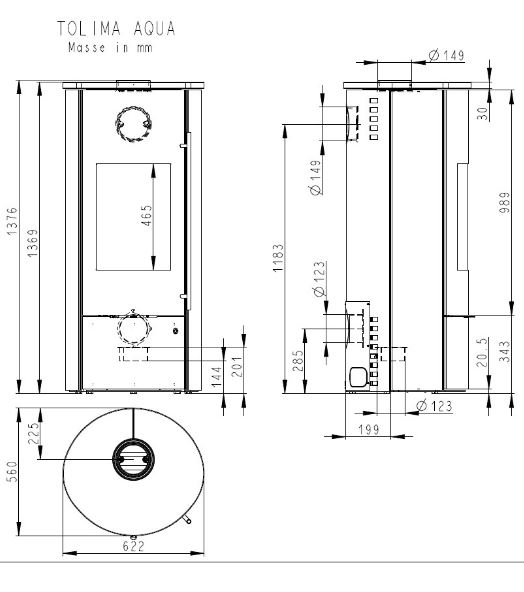 Kaminofen Olsberg Tolima Aqua II Compact 8 kW Verkleidung Stahl schwarz 23/7581