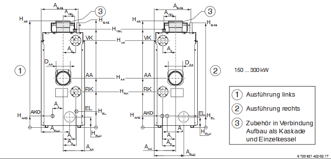 Buderus Logaplus Paket K501 KB372-150KW rechts Gas Brennwertkessel Wärmetauscher