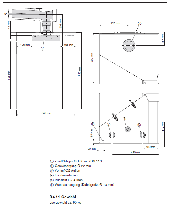 Weishaupt Gas-Brennwertgerät WTC GW 100 A 13,4 bis 100 kW Thermo Condens