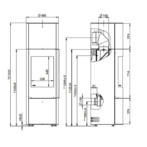 Kaminofen Wodtke Spencer 7 kW black 088000 raumluftunabhängig Kamin Ofen