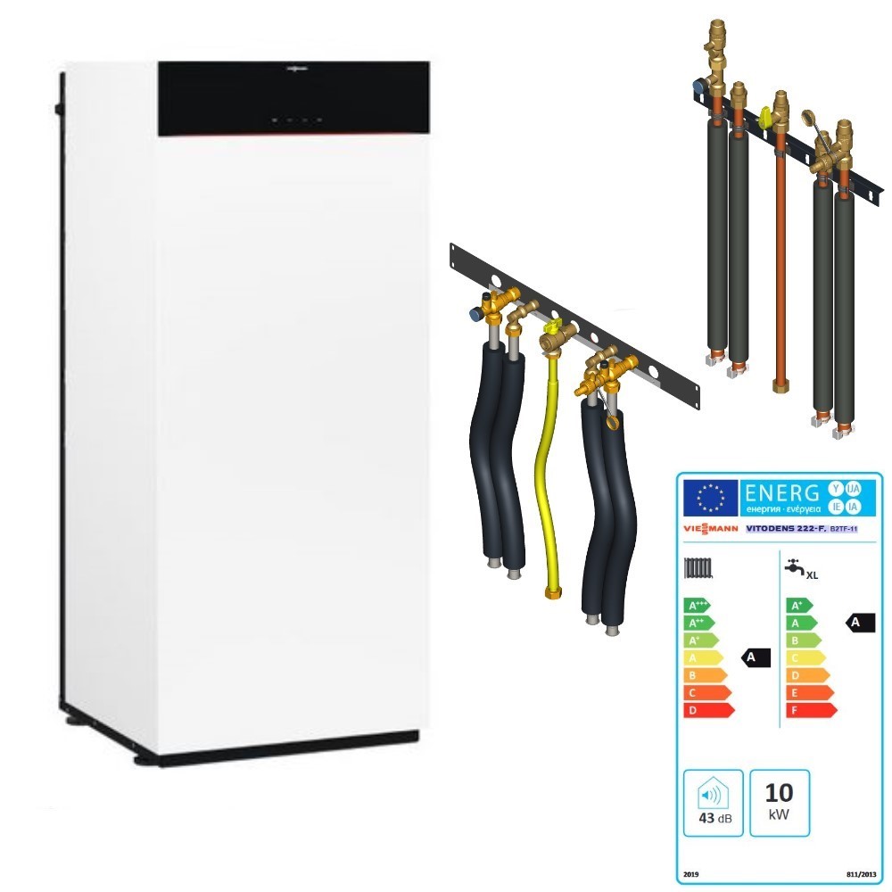 Viessmann Vitodens 222-F 11 kW Typ B2TH Ladespeicher Paket Anschlussset oben