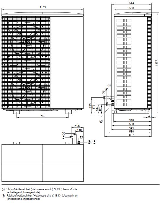 Viessmann Paket Luft Wasser Wärmepumpe Vitocal 222-A Monoblock bei A7/W35 7,0 kW