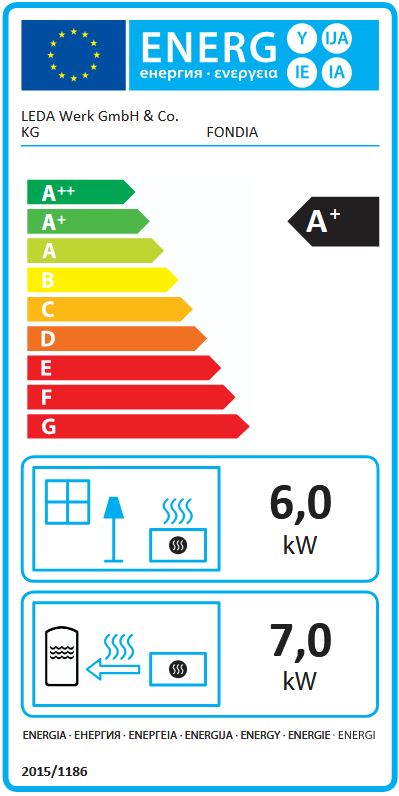 Kaminofen Leda Fondia 13 kW schwarz wasserführend Guss Höhe 123 cm 1003-01277