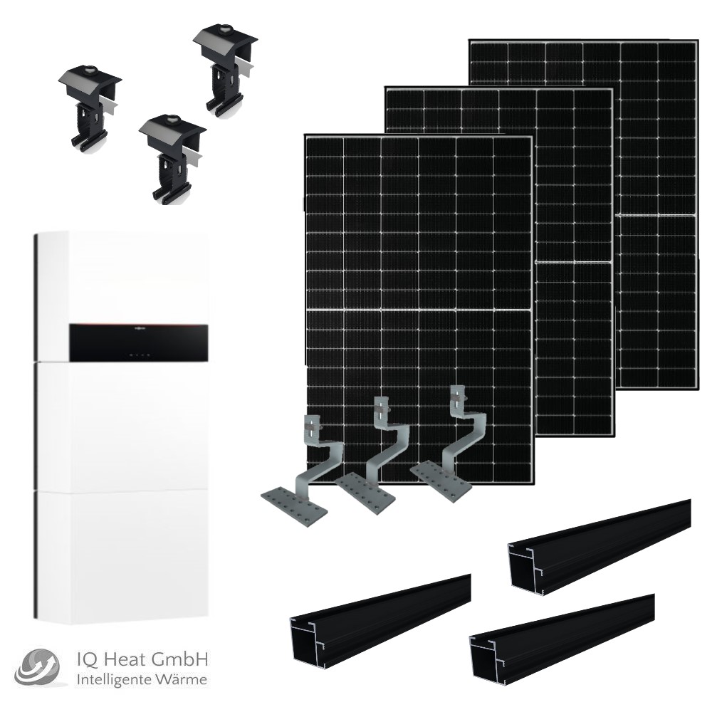 PV Anlage Viessmann Vitovolt 300 6,66 kWp schwarz Stromspeicher Vitocharge VX3