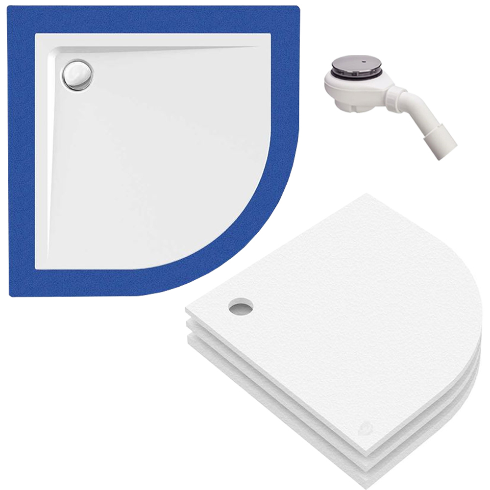 Acryl Viertelkreis Duschwanne Arenal 80 x 80 R50 CS Finish Dichtsystem Dusche