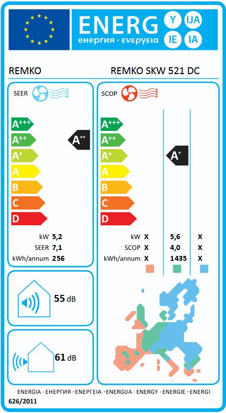 Remko Klimaanlage Raumklimagerät SKW 521 DC Kompakt Wandgerät 5,2 kW R32 weiß