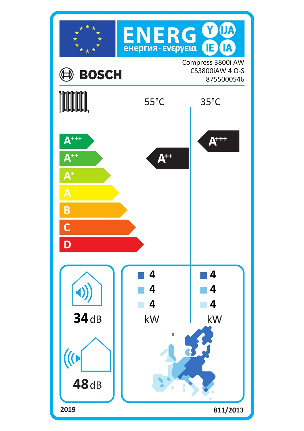 Bosch Luft Wärmepumpe Außeneinheit CS3800iAW 4 O-S 3,95 kW R290 8755000546