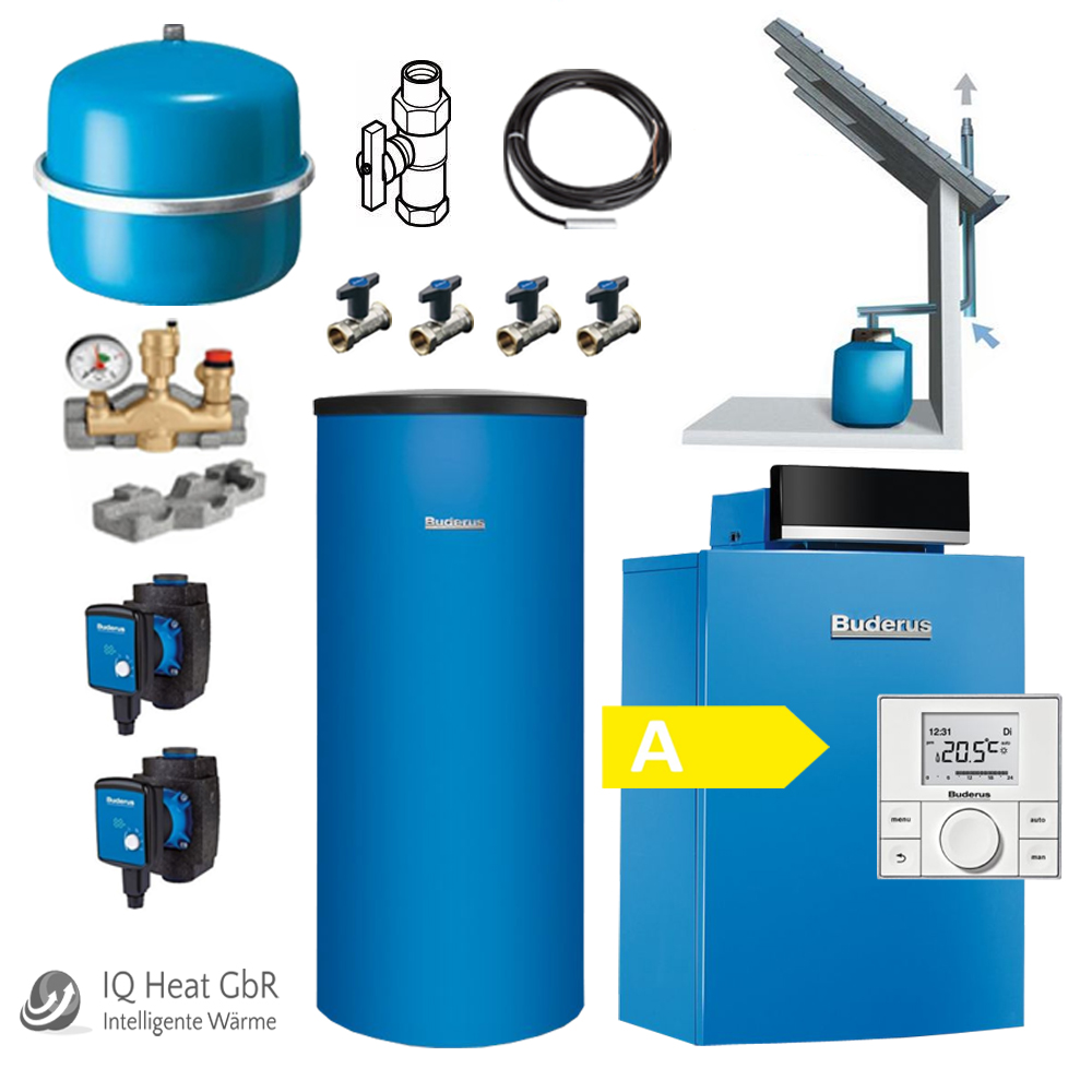 Buderus Logano plus GB212 15 kW Speicher SU160 GA-K Abgas 10 m K61