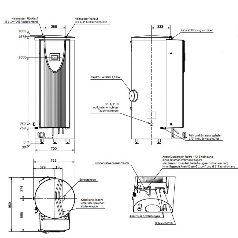 Glen Dimplex Split Wärmepumpe LIA 1316 BWCF Heizen Warmwasser 380130