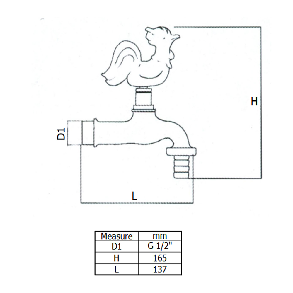 Auslaufventil "Gockel" Messing mit Wandrosette mit Schlauchverschraubung Wandanschluss 1/2"