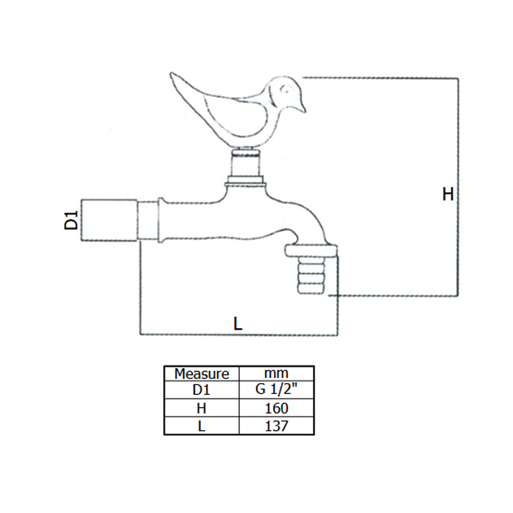 Auslaufventil "Vogel" Messing mit Wandrosette mit Schlauchverschraubung Wandanschluss 1/2"