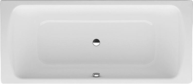 Stahl Badewanne Elunos 180 x 45 x 80 cm weiß Wannenträger Ab- Überlaufgarnitur