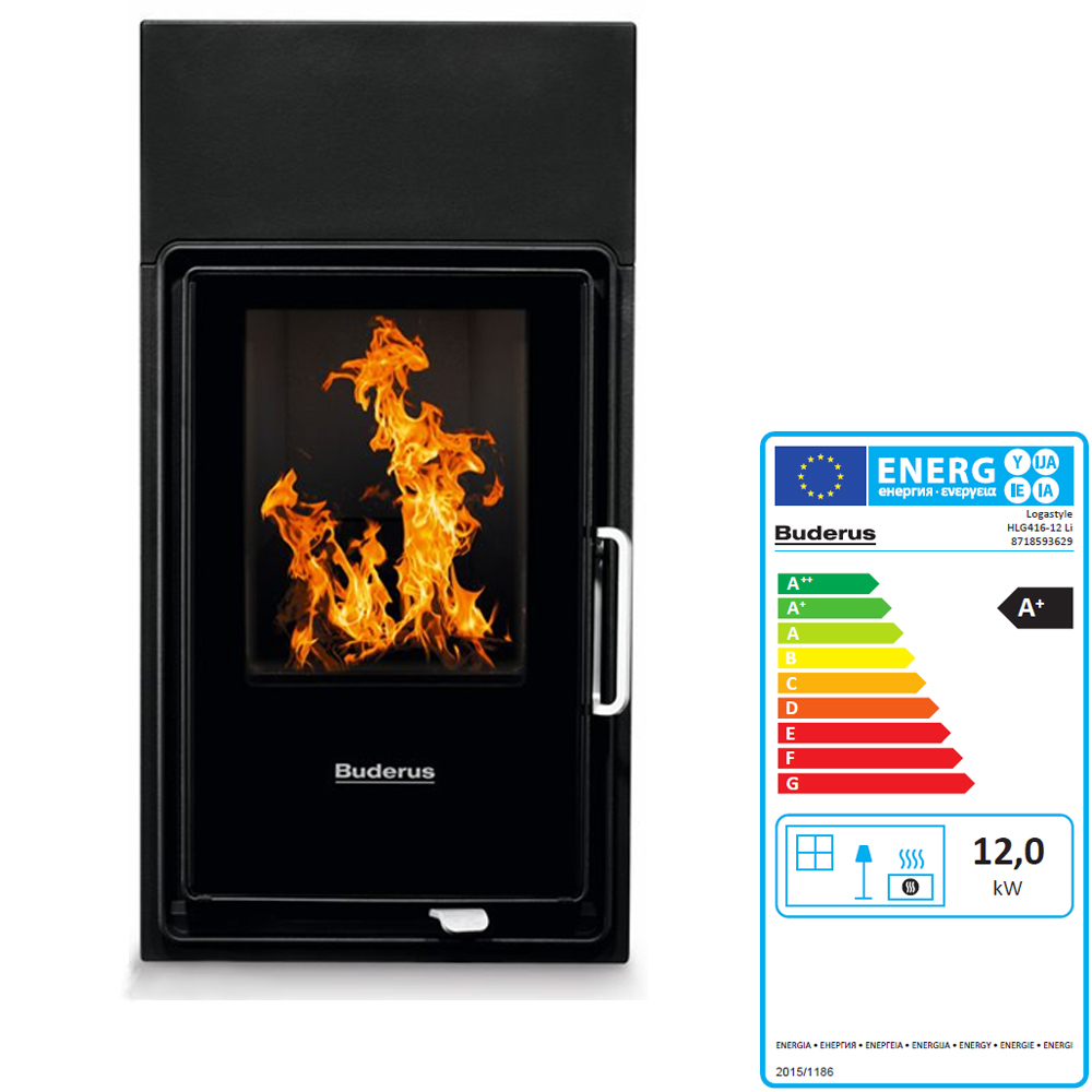 Buderus Logaflame HLG416 12 kW Heizeinsatz Kachelofeneinsatz Kamin Tür links