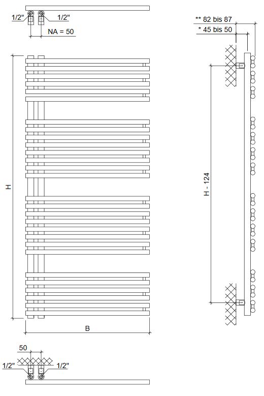 Design Heizkörper Sirius in weiss - Handtuchheizkörper MA 50 mm