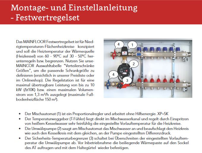 Maincor Mainfloor Fußbodenheizung MFL Festwertregelset 1" inkl. Kugelhähne