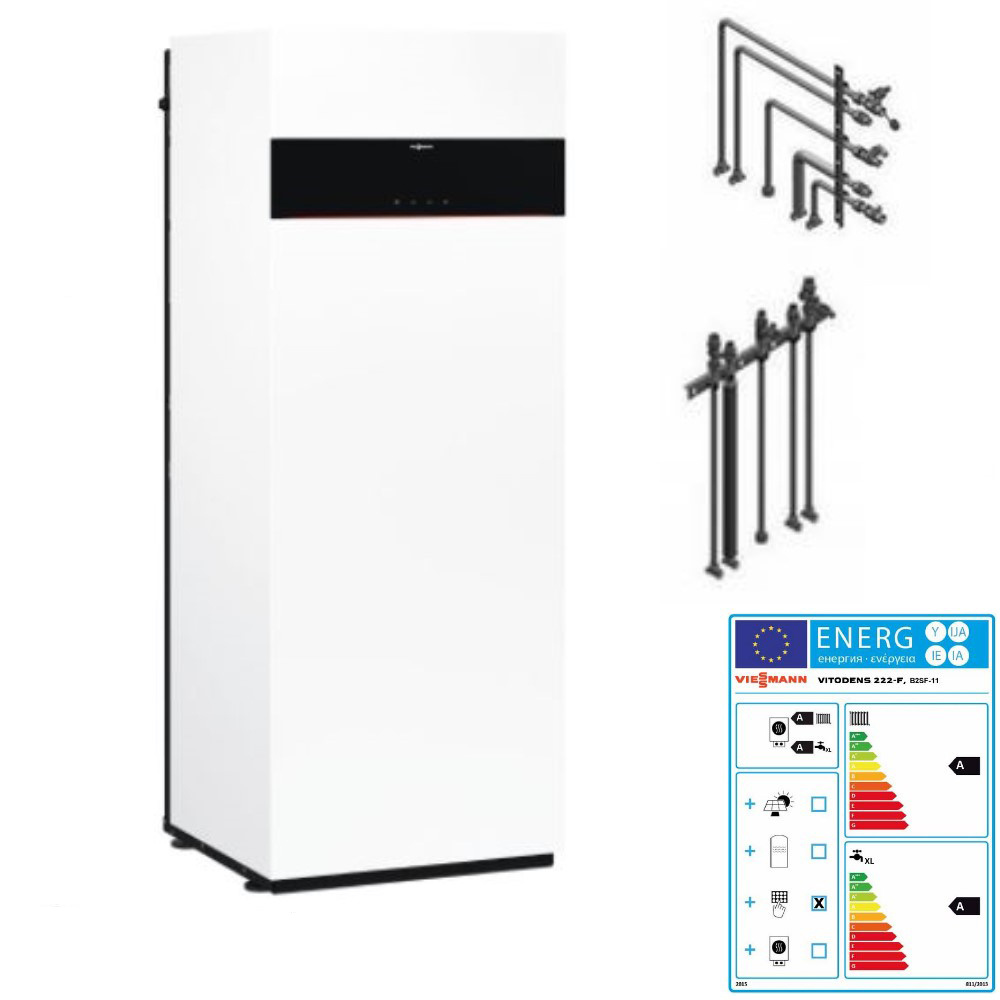 Viessmann Gas Brennwert Kompaktgerät Vitodens 222-F 11 kW Paket B2SF Speicher