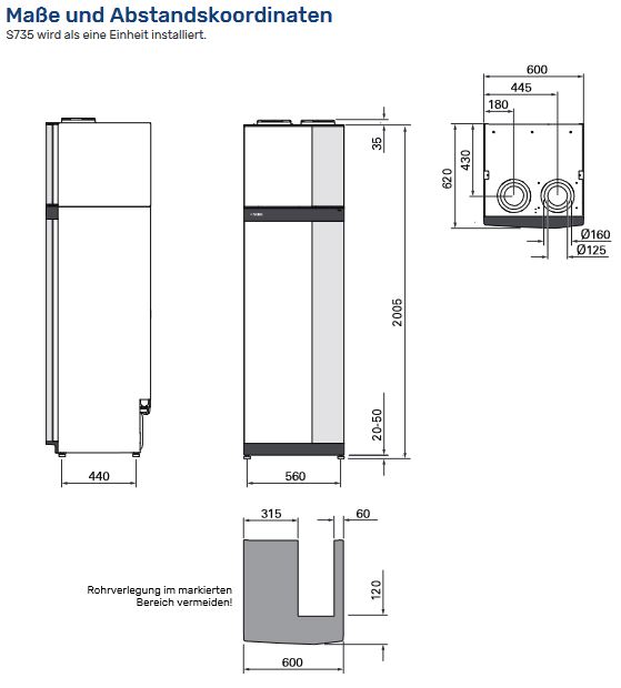 NIBE Abluftwärmepumpe S735 7 kW Heizung Lüftung Brauchwasserspeicher 066133
