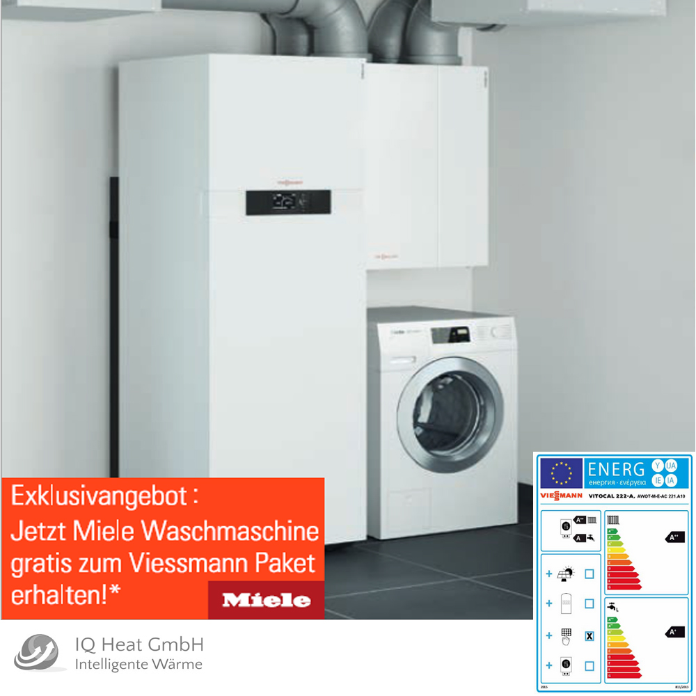 Viessmann Wärmepumpe Vitocal 222-A 8,7 kW + Wohnraumlüftung Vitovent 300-W Rohr