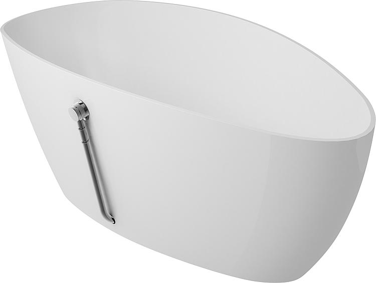 Mineralguss Badewanne DUO freistehend Überlauf rechts 156 cm x 71 cm x 56 cm