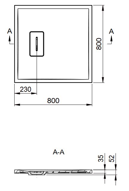 Mineralguss Duschwanne Lendou 800 x 800 x 35 mm mit Holzstruktur schwarz matt
