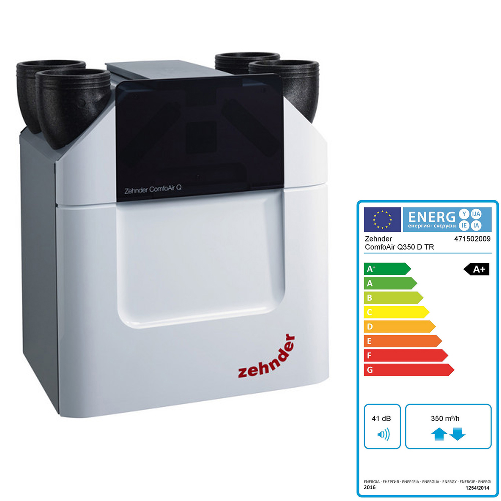 Zehnder Lüftungsgerät ComfoAir Q350 TR 471502009 mit integriertem Display KWL