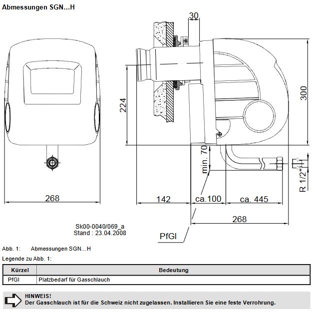 Intercal Gasbrenner SGN 110H Gebläsebrenner Erdgas einstufig 45 - 70KW